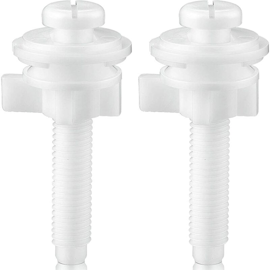 Aougo - Replacement Plastic Toilet Seat Screws for Toilet Seat with Plastic Nuts and Washers Parts Kit for Fixing Upper Toilet Seat, White (2 Pieces)