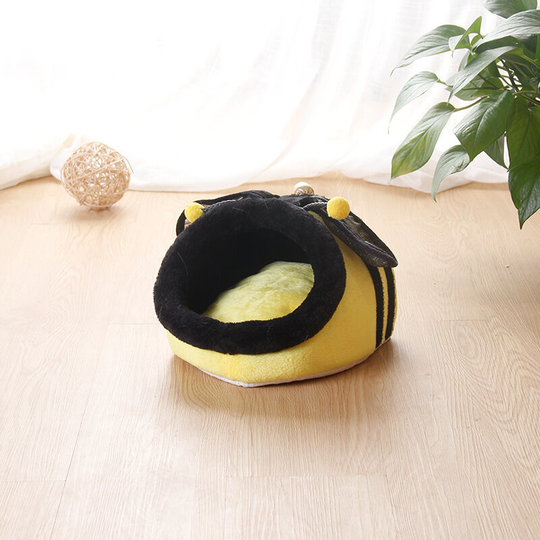 Soft Plush Pet Cave Pet Bed with Removable Pad for Hamster Hedgehog Guinea Pig Baby Cat (Wasp, l)