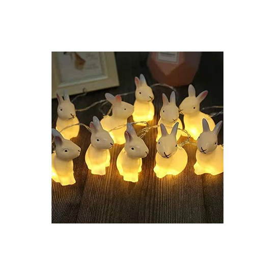 Readcly - Light chain with 10 LEDs of 1.5 m | Easter lights | battery operated | Warm white | Rabbit shape | Easter Decoration [Energy Class a+]