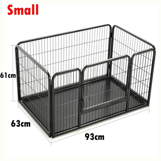 (6 Panel Heavy Duty Dog Cage Foldable Crate S(93X 63x 61cm)) Puppy Dog Play Pen Whelping Dog Crate Cage Fence With Tray