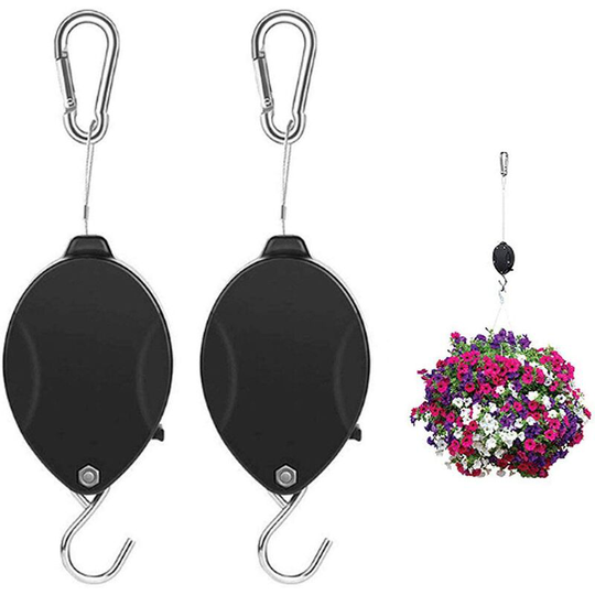 2PCS Retractable Hanger Adjustable Heavy Duty Plant Pulley Hook for Hanging Planters Flower Basket Pots, Birds Feeder, Plant Grow Light Soekavia