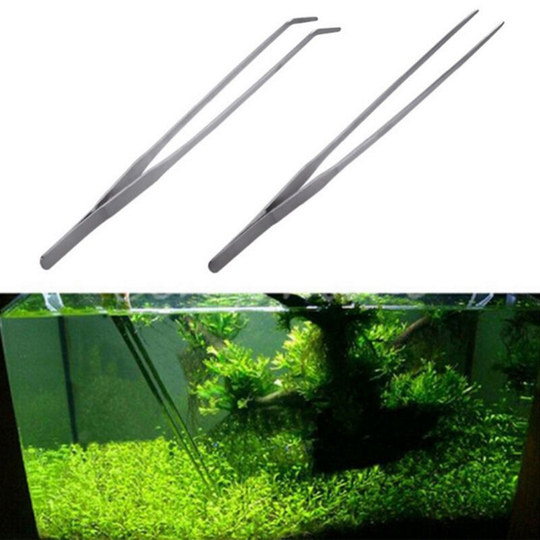 Sun Flowergb - 2Pcs stainless steel water plant clip water plant tweezers aquarium stainless steel tools 27cm straight elbow