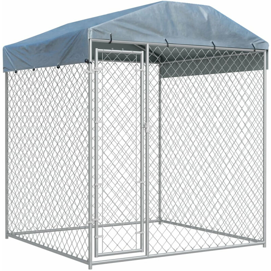 Outdoor Dog Kennel with Canopy Top 193x193x225 cm - Lifcausal