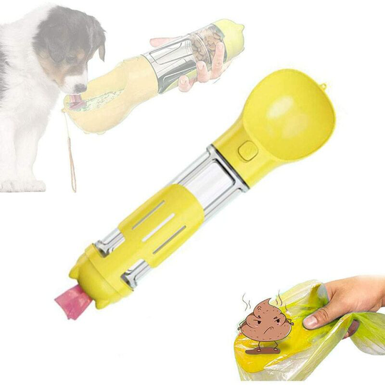 Portable Water Dispenser, 4 in 1 Water Dispenser, Dog Drinking Water Bottle, Portable Dog Water Dispenser (Yellow)