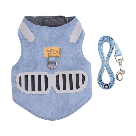 Dog chest harness leash reflective breathable puppy dog leash xs Blue - Muff