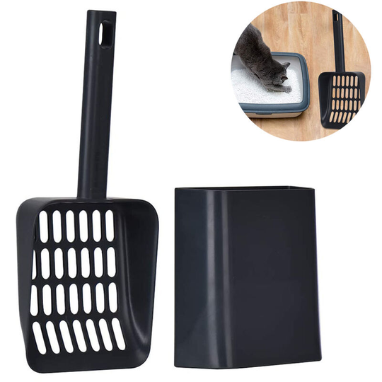 Cat Litter Scoop with Holder Pet Sifter Garbage Cleaning Deep Shovel for Easy Scooping Fast Sifting, gray