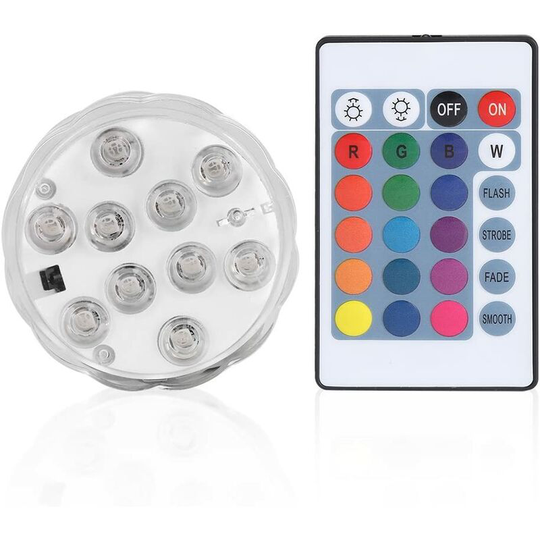 Submersible led Lights, 10 led Waterproof Underwater Color Changing Electronic Round Lamp with Remote Control for Garden, Aquarium, Pond, Pool,