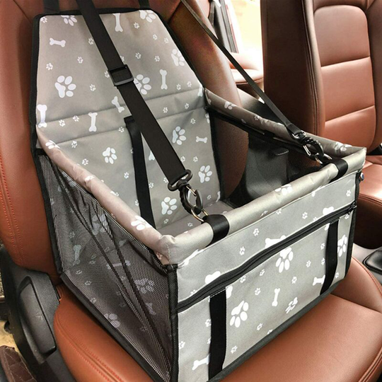 Litzee - Pet Dog Car Seat Cover with Pet Seat Belt, Foldable Waterproof Dog Car Booster Seat, Oxford Breathable Washable Travel Car Seat Carrier Cage