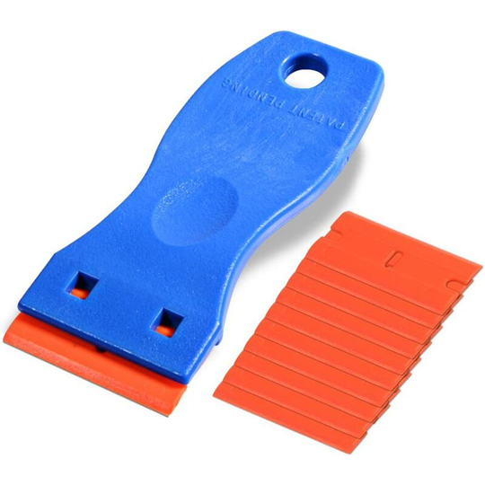 Squeegee, glass scraper ceramic hob scraper with 10 blue plastic scrapers