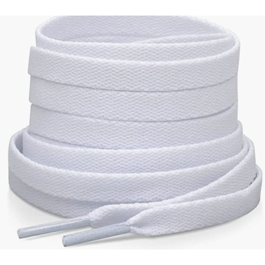 12 pieces of 9mm thick dense flat stripe with white color polyester shoe rope, trousers rope and cap rope
