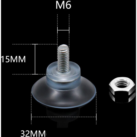 20 x suction cups ø 32 mm with M6 thread with knurled nuts Transparent