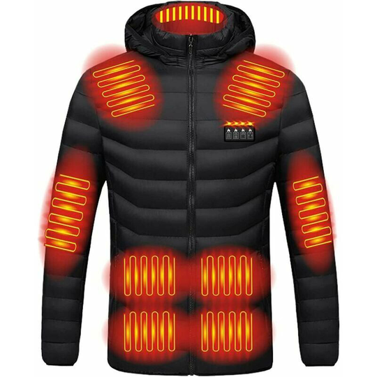 Thsinde - Unisex Men Women Heated Jacket Fleece High Capacity Electric Heated Clothing Waterproof Heated Coat Winter Essentials - Black 4 Medium