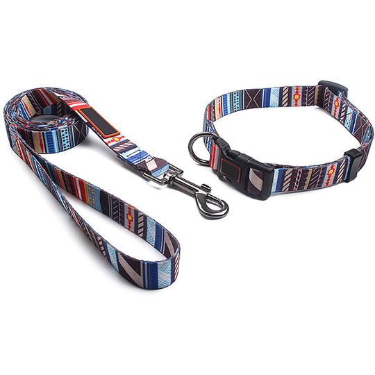 Asupermall - Printed Collar Type Leash Polyester Traction Leash Dog Walking Leash for Daily Outdoor Walking Running Training Small Medium Large Dogs