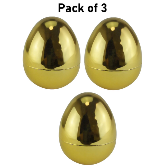 SRV Hub®️ 3x Pack Large Golden 10cm Plastic Easter Fillable Eggs Gift