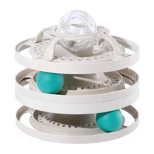 Interactive Cat Toy 3 Layers Turntable Cat Interactive Toys Balls (Gray)