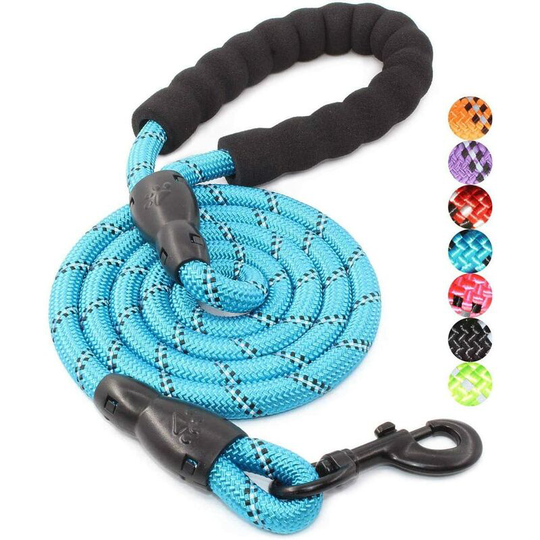 Denuotop - Classic Leashes Strong Dog Leash with Comfortable Padded Handle and Highly Reflective Threads for Small Medium Large Dogs Blue