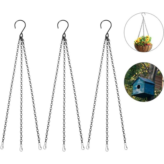 3 sets of hanging basket chain metal flower pot chain for flower basket, planters, bird feeder, bird cage, lanterns and ornaments - Langray