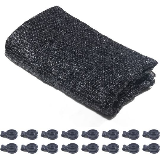 Shade Cloth Cover wtih 16pcs Clips 50% Sunblock Sun Mesh uv Resistant Net Garden Shade Cloth Cover 10 x 15FT Black Sun Net