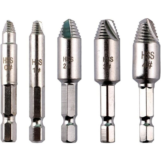 Qersta - 5pcs Damaged Screw Extractors 1/4, Single Head Screw Extractors, Stripped Screwdriver, Easily Remove Broken Nut Screws or Bolts, Interface