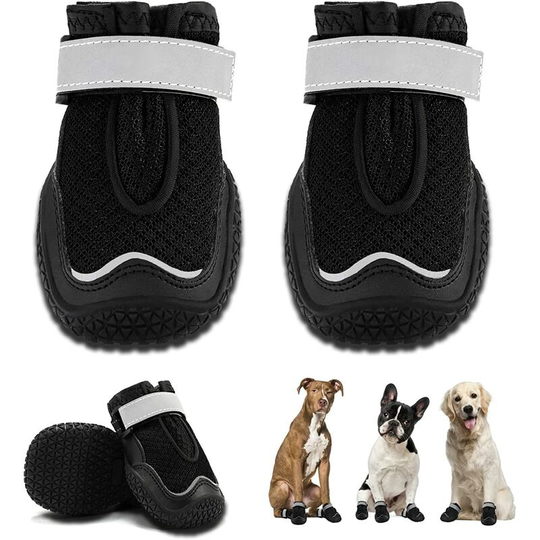 Perle Rare - Dog Boots Breathable Dog Shoes for Hot Pavement, Heat Resistant Dog Booties with Reflective Straps, Puppy Outdoor Paw Protectors with