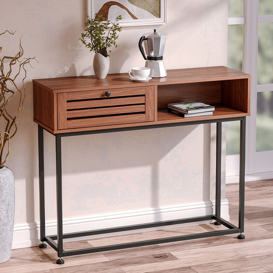Metallic Console Table with Storage - Livingandhome