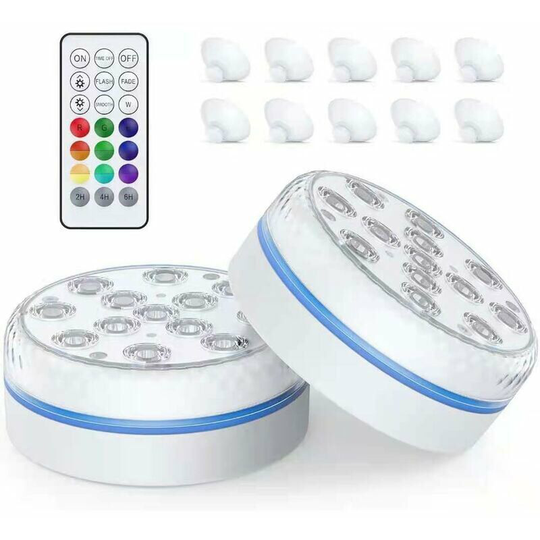 Qersta - Submersible led Pool Light Aquarium Atmosphere Light Multicolor Waterproof Spotlight with Remote Control(4Pcs)