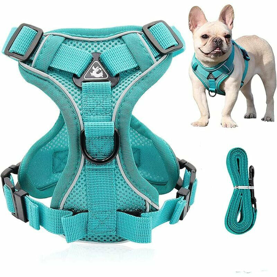 Reflective Dog Harness Anti-Pull Dog Harness Harness and Leash Set Soft Breathable Padded Harness for Small, Medium and Large Dogs (s)