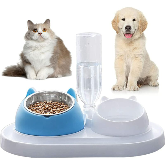 Sun Flowergb - Double Raised Cat Bowl, 15° Tilt Anti-Vomiting and Non-Slip Bowl Automatic Water Storage Pet Bowl, Available for Cats and Puppies