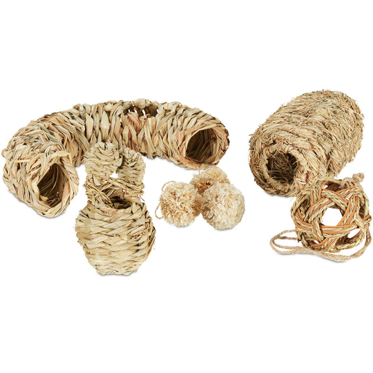 Rabbit Toy, Set of 7 Pieces, Guinea Pig and Hamsters, Natural Brown - Relaxdays