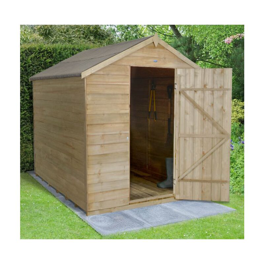 Wooden 6x8 Apex Overlap Pressure Treated Garden Shed No Window Storage