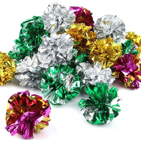 Bestsupplier 25 Pack Crinkle Balls Cat Toys - Original Mylar Crinkle Balls Cat Toys(Random Color)
