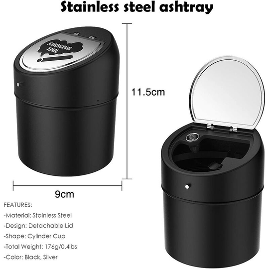 Heguyey - Stainless steel ashtray with lid, large capacity windproof portable ashtray