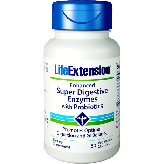 Life Extension Enhanced Super Digestive Enzymes with Probiotics, 60 Vegetarian Capsules