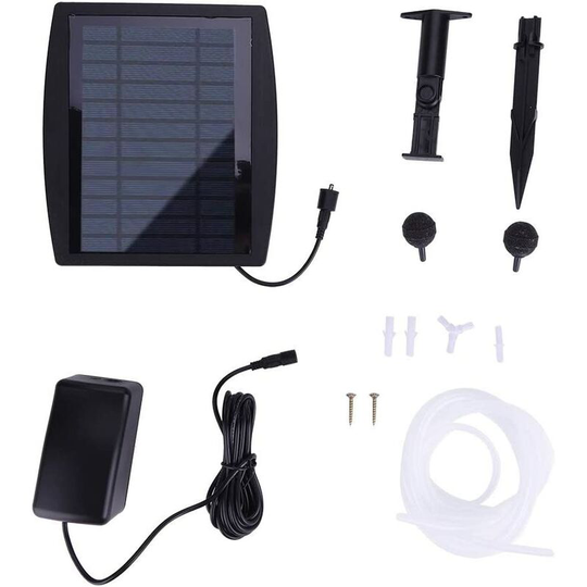 Osqi - Solar Air Pump, Oxygenator Aerator Oxygen for Outdoor Swimming Pool Pond Fish Tank, Oxygen Pump with Air Stone