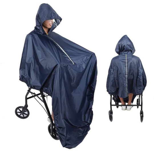 Sun Flowergb - Waterproof Wheelchair Poncho with Hood - Rain Cover Cape - Water Resistant and Tear Resistant Polyester Cover - Over Knee Coverage