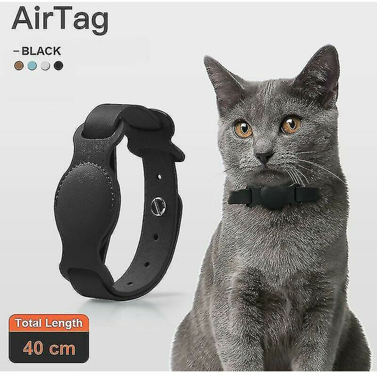 Leather Pet Adjustable Collar For Apple Airtag Location Tracker Cat Anti Loss High Quality-black (huali) THSINDE