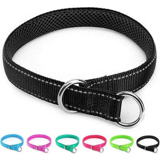 Reflective Soft Nylon Dog Choke Collar (1' w x 22' l, Black)