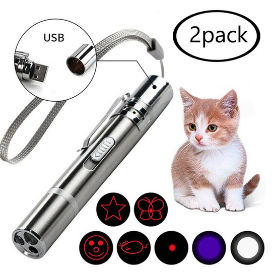 2pc USB Rechargeable Cat Light Toys Cat Dog Chaser Mini Flashlight Laser Pen Cat Light Pointers