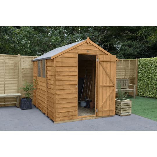 Overlap Pressure Treated 8X6 Apex Shed in , Golden Brown