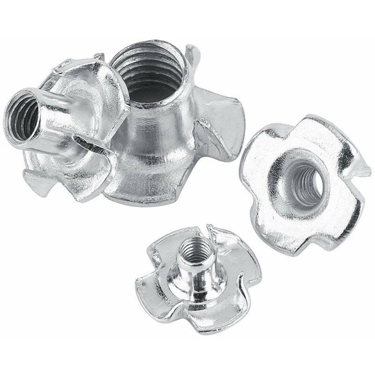 Zinc Silver Carbon Steel Furniture t t Nuts with Four Bits for Fixing Joinery Furniture (M5(50/bag)