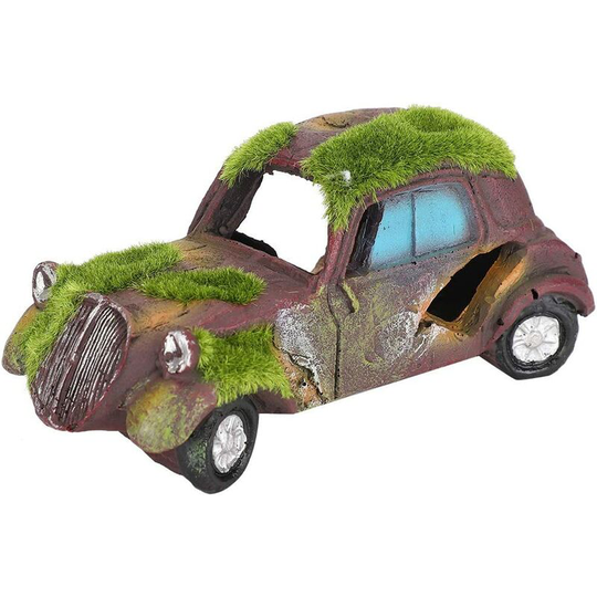 Echoo - Aquarium Ornament, Artificial Simulation Resin Vintage Flocking Car Aquarium Ornament Fish Tank Hide House Model Landscape Decoration