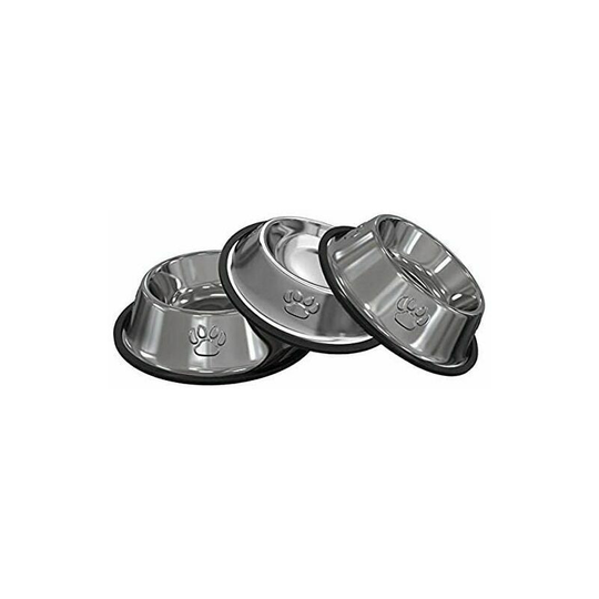 3pcs Stainless Steel Cat and Small Dog Bowl Non-Slip Base Pet Supplies(Stainless Steel) S'areern