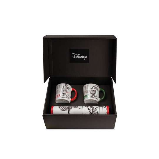 Set 2 Stackable Mugs + 2 Placemat Pp Blue Mickey Mouse