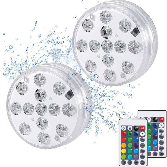 Submersible led Light 2 Pack 13 led rgb Submersible led Decorative LEDs with rf Remote Control Ideal for Spa Aquarium Pool Pool Garden Spa Accessory