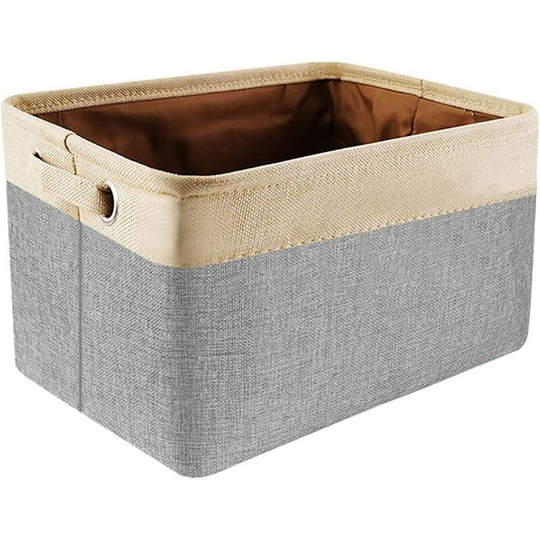 Pet Toy Box Coastline Dog Storage Rectangular Dog Bin Pet Dog Toy Bin with Handles - Gray