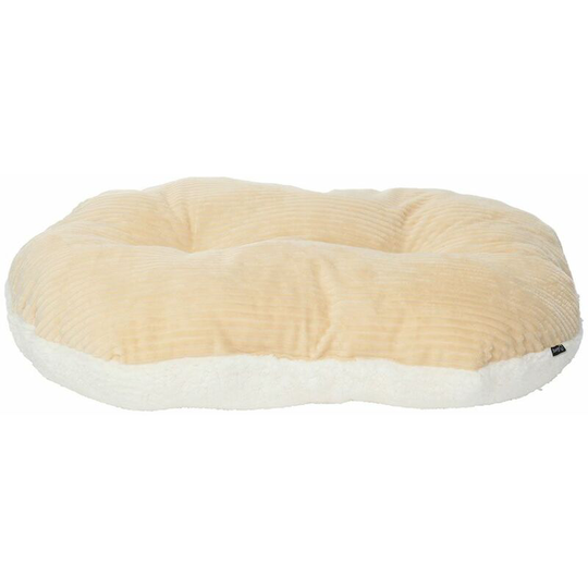 Oval Dog Pet Puppy Cat Bed Fleece Round Cushion Hard Wicker Basket Insert - Cream - Medium - Bunty
