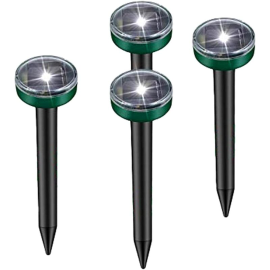 4pcs Solar Mole Repeller Ultrasonic led Mole Repeller Vole Repellent Vole Repeller Mole Control with IP56 for Garden