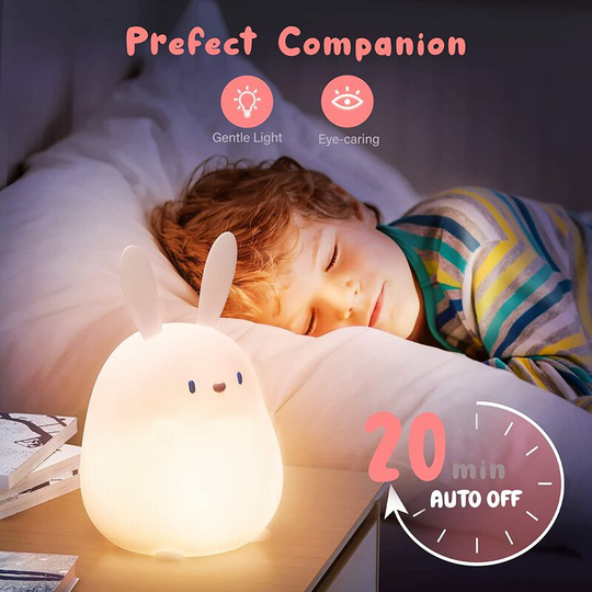1 Pack Night Light for Kids, Cute Night Light for Kids, Night Light with Timer for Baby Toddler, LED Rechargeable Rabbit Night Light with Touch