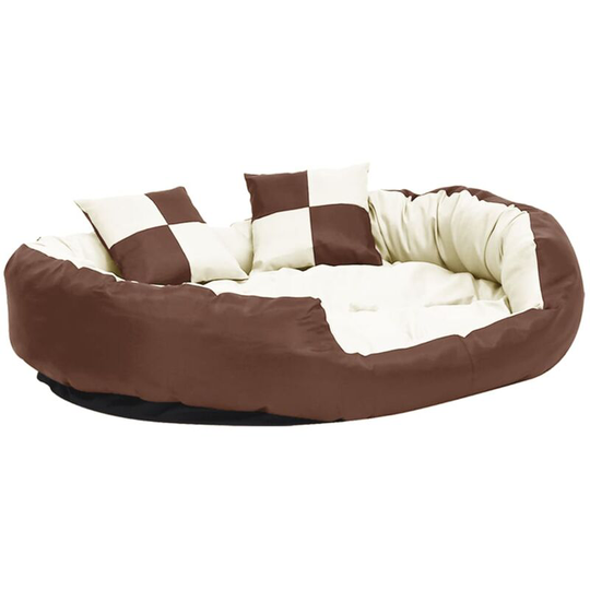 Reversible & Washable Dog Cushion Brown and Cream 110x80x23 cm vidaXL - Brown