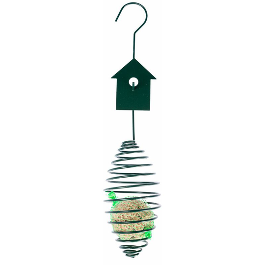 Metal Spring Bird Feeder with Bird Decoration, Bird House - Green - Homescapes
